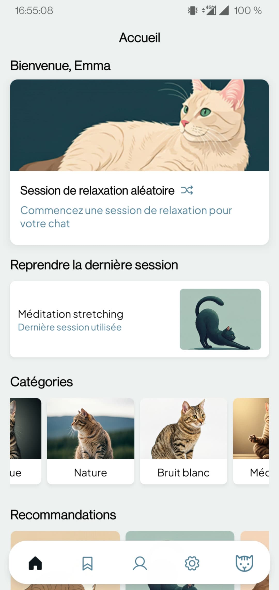 Écran d'accueil Calm Cat