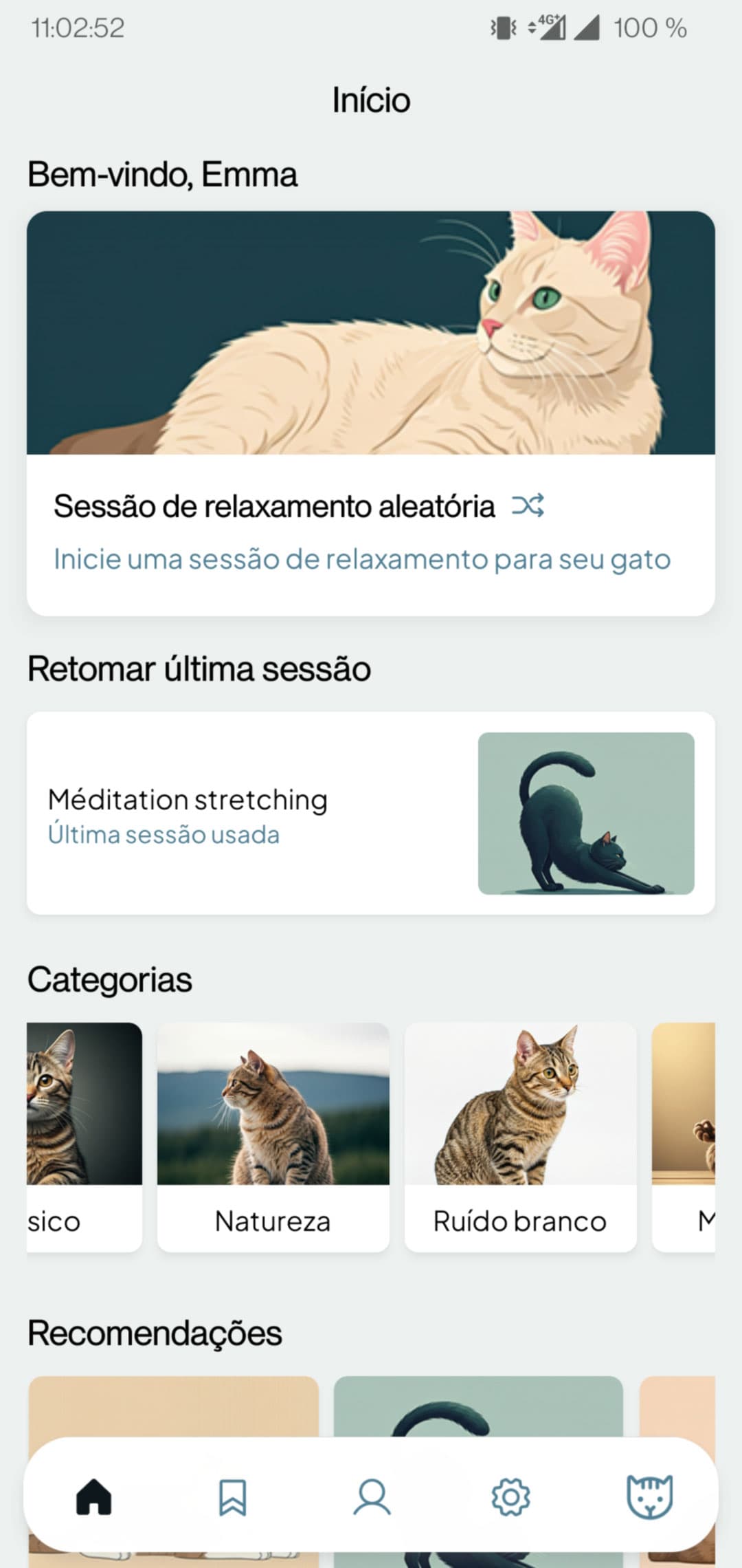 Tela inicial Calm Cat